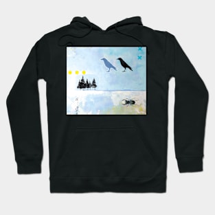 Picture of an original painting, crow black and blue Hoodie